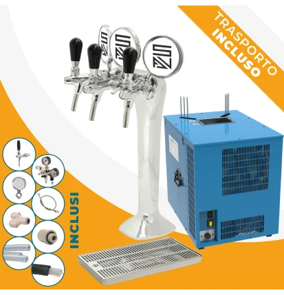 Kit Completo 3 Vie: Colonna Uncino + Sottobanco Artico 50 orizzontale pre-mix + Accessori